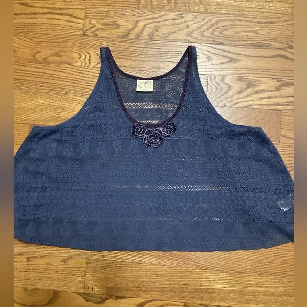Free People cropped Retro Boho lace tank Blue. Size XS - Image 11