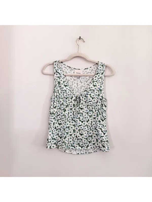 Reformation Miri Floral Tie Front V-Neck Top - Image 3