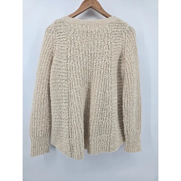 Moth Sweater Womens Medium Chunky Knit Side Zip Cream V - Image 3