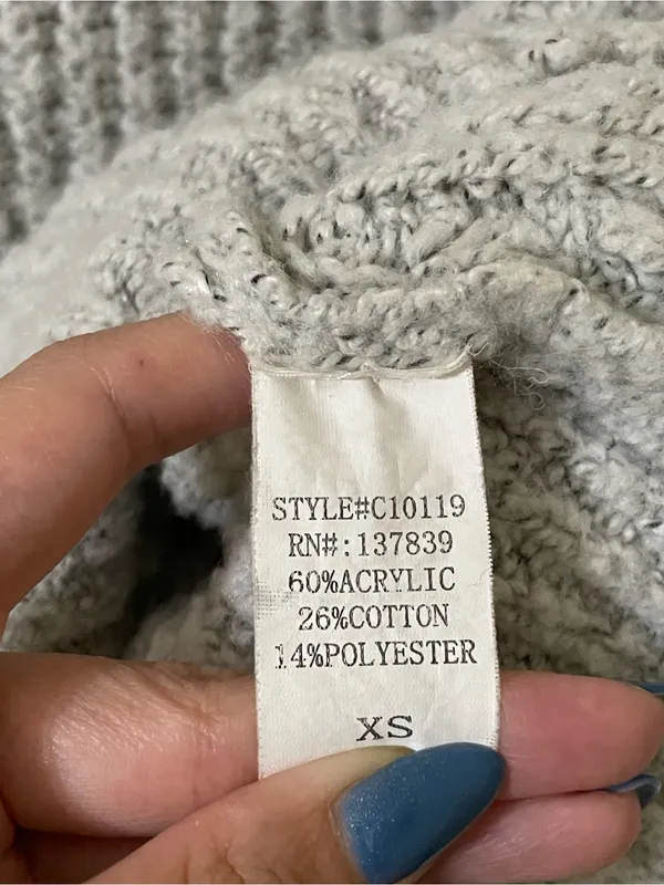 Debut Mock Neck Knit Sweater Size XS Silver Heathering Gray Ribbed High Neck - Image 3