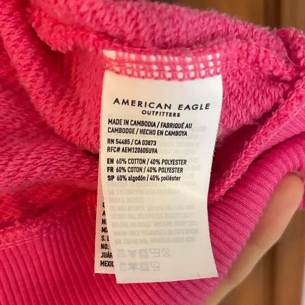 American Eagle Pink Ombre Zip-Up Hoodie Size Large - Image 6