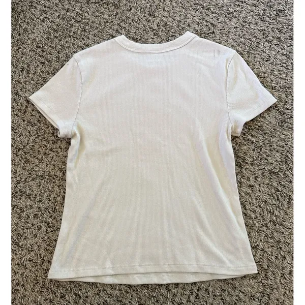 Old‎ Navy Women's Tan Cropped Snug Ribbed Short Sleeve Tee Size Medium - Image 6