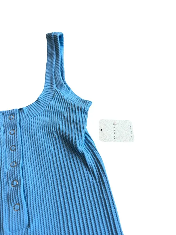 Intimately Free People Blue Henley Tank Top Stretchy Textured Fitted Medium NWT - Image 6