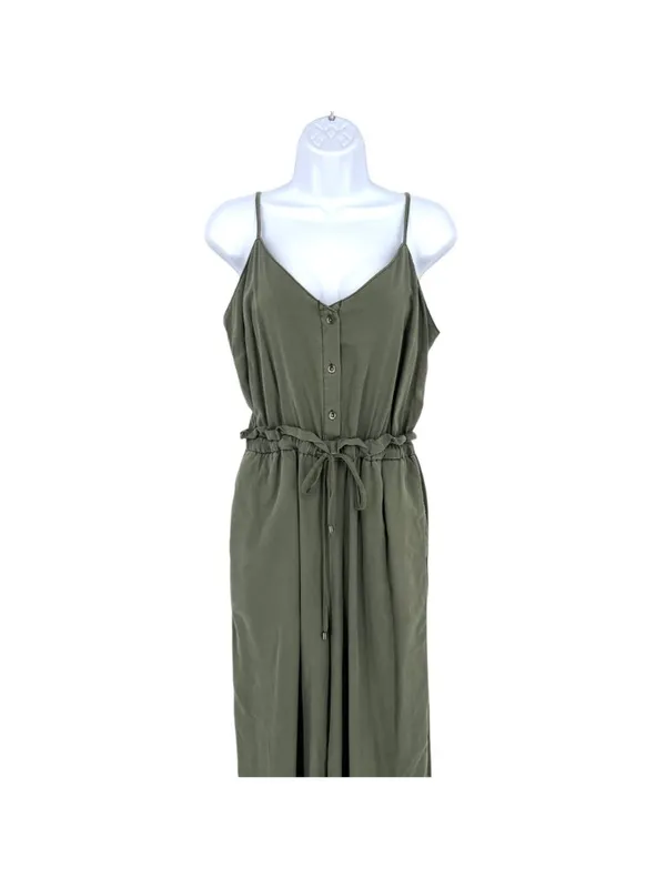Splendid Minimalist Utility Safari Button-Front Jumpsuit Olive Green Size Medium - Image 2