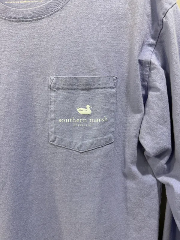 Southern Marsh Oversized Fishing Logo Long Sleeve Pocket Tee Purple - Image 3