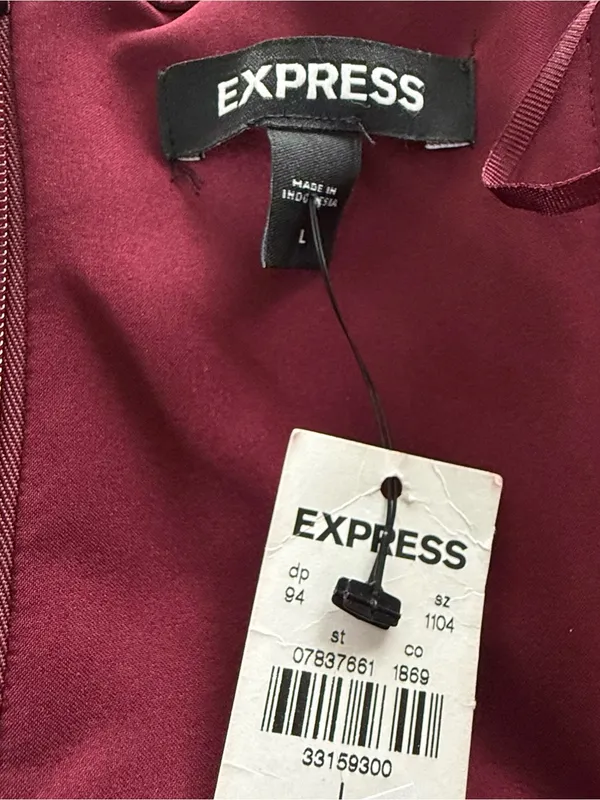 NWT Express Velvet Strapless Sweetheart Neckline Dress in Deep Burgundy Size L - Image 6