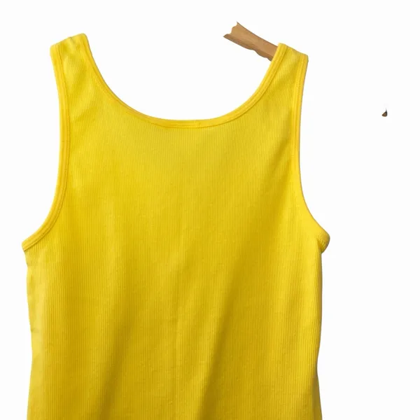 VTG Y2K Old Navy Womens Embroidered Strawberry Ribbed Lace Up Tank Size M Yellow - Image 5