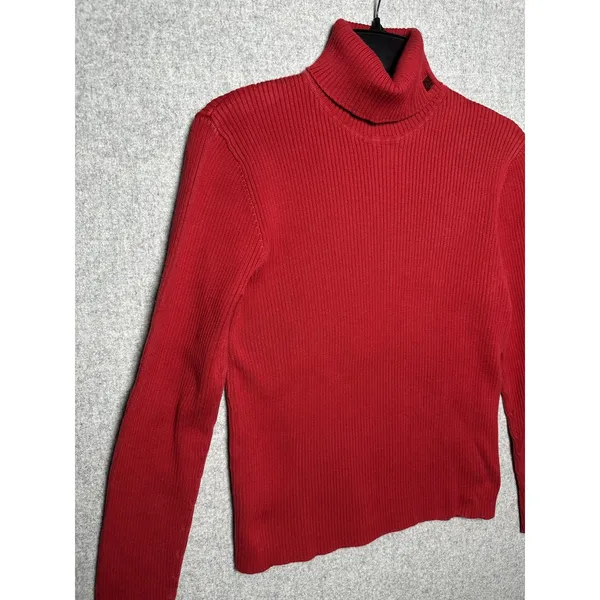 Lauren Ralph Lauren Large Womens Turtleneck‎ Sweater Red Long Sleeve Cotton - Image 2