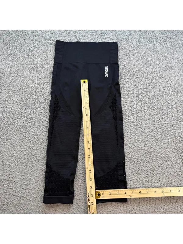 Gymshark Leggings Womens XS Black Seamless High Waisted Cropped Athletic Workout - Image 2
