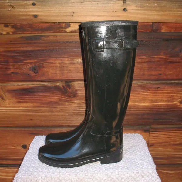 Hunter Original Refined tall wellington boots in black gloss - Image 3