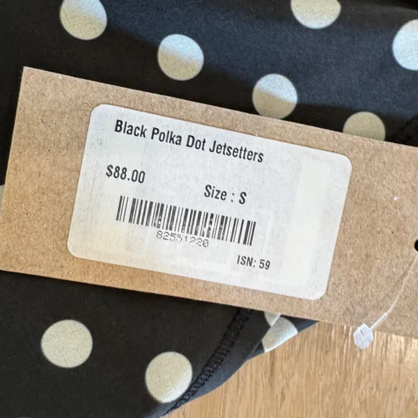 Albion Fit BLACK POLKA DOT JETSETTERS size small NWT - Image 7