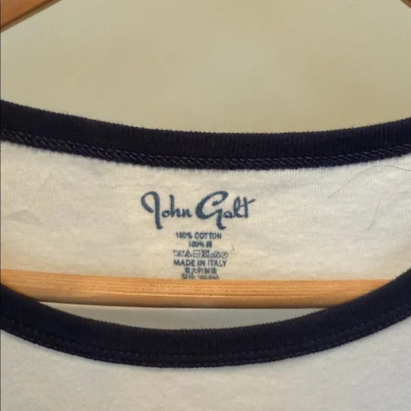 BRANDY MELVILLE / JOHN HALT white/navy Ringer tee Greenwich, CT - Image 2