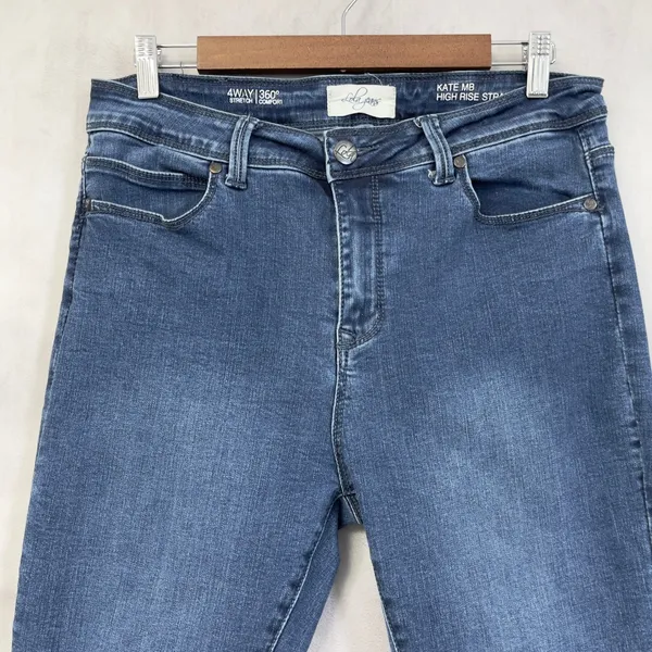 Lola Jeans Kate MB High Rise Straight Womens 10 4-Way Stretch‎ Clean Girl Go See - Image 3
