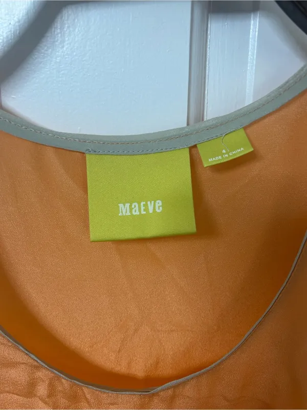 Maeve Anthropologie Orange Layered Silk Tank Top - Image 2