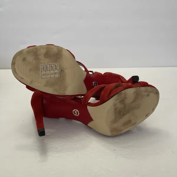 Michael Kors Mirabel Red Suede Lace Up Heel Sandal Womens 8M Strappy‎ Event - Image 9