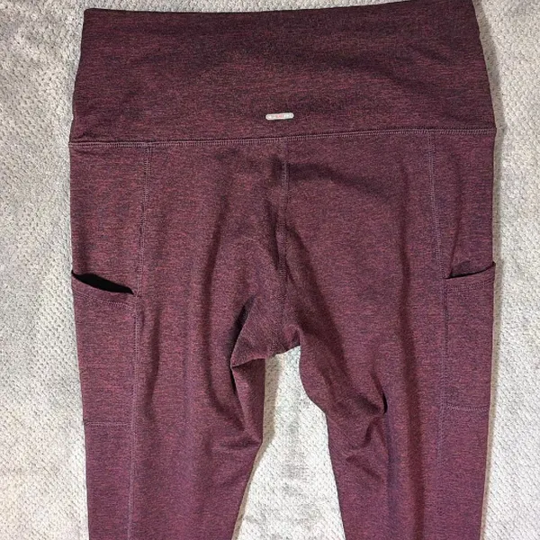 Aerie Chill Play Move Leggings Large Regular Burgundy Marled High Rise Pockets - Image 10
