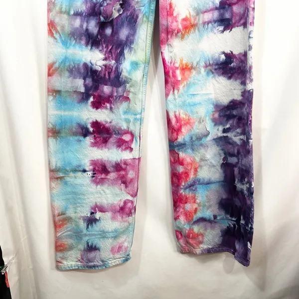 Zara Size 2 Jeans Handmade Tie Dye High Rise Relaxed Mom‎ Straight Boho 1375 - Image 11