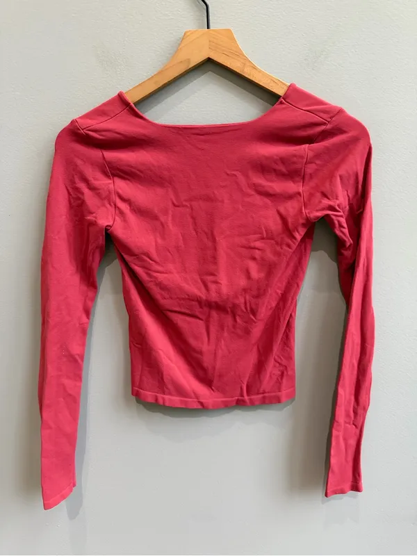 Free People Intimately Women's Long-Sleeve V-Neck Top Burgundy Red Size M / L - Image 3