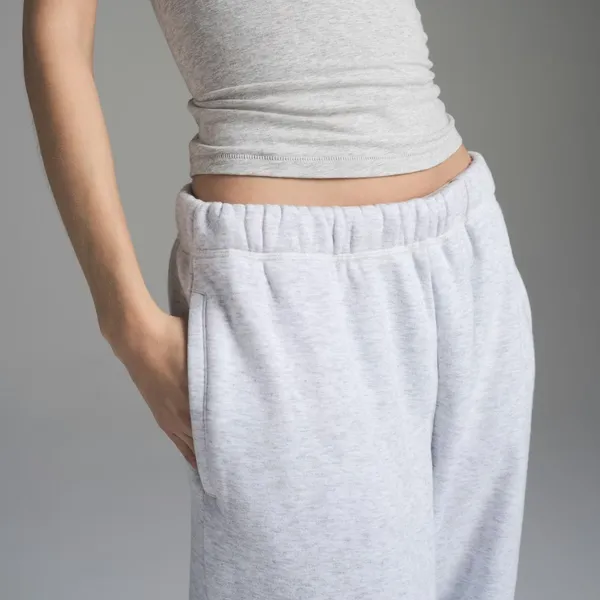 Skims cotton fleece classic straight leg pant Color light heather grey - Image 2