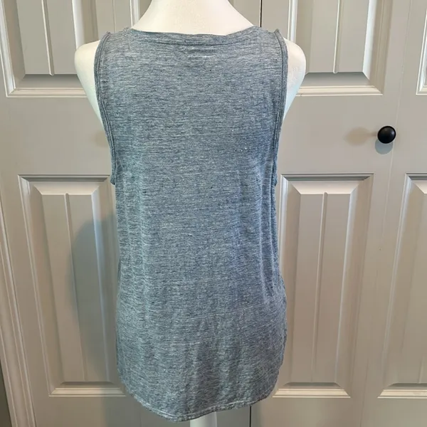 Ann Taylor‎ Large Heathered Light Blue Linen Sleeveless Tank Top - Image 8
