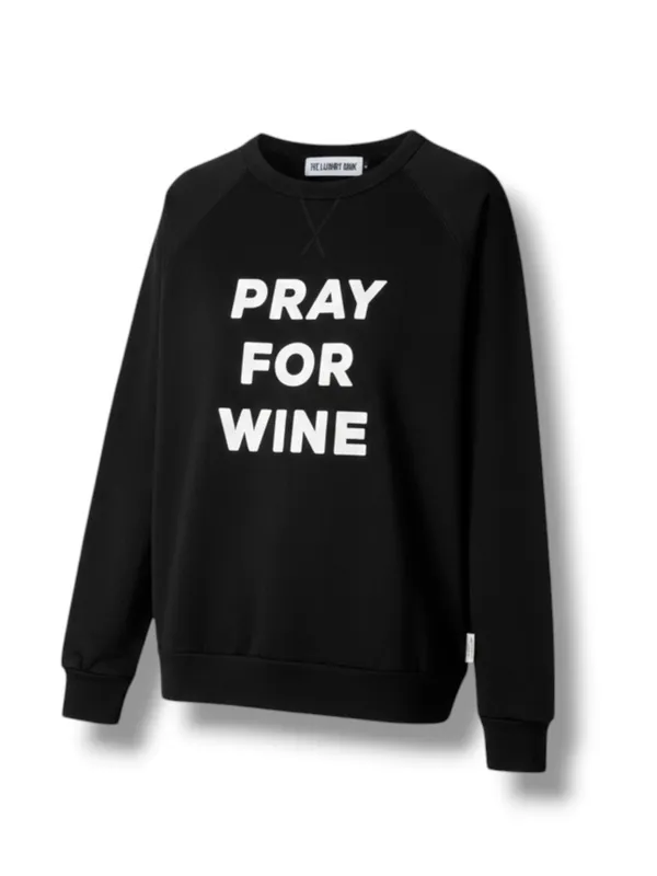 new The Laundry Room ☻︎ Pray For Wine Oversize Super Softest Sweatshirt ☻︎ Black - Image 3