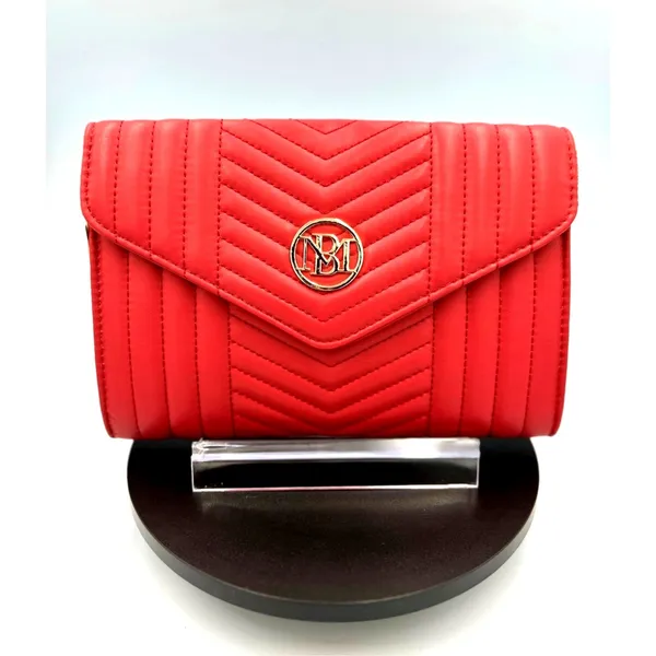 Badgley Mischka Crossbody Chevron Quilted Center Cover - Red - Image 3
