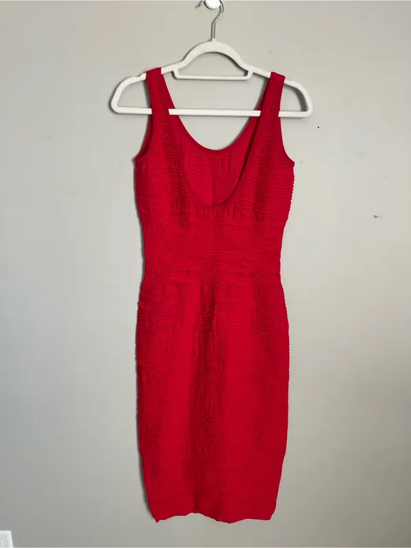 2 HEARTS Sleeveless Red Textured Bodycon Dress Sz OS - Image 5