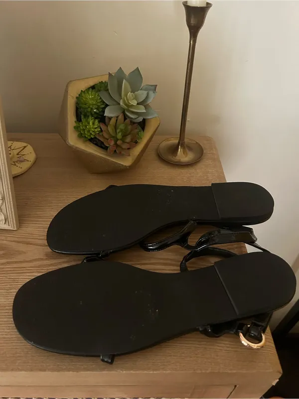 J.Crew Audrey Sandals In Patent Leather Black NEW $128 Size 9 - Image 6