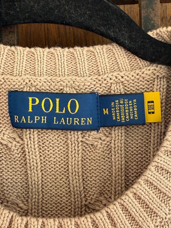 Polo Ralph Lauren Light Brown Cable Knit Short-Sleeve Crewneck Sweater Size M - Image 3