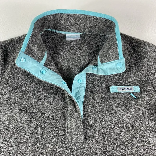 Columbia‎ 1/4 Snap Jacket Womens Small Gray T-Snap Fleece Long Sleeve Ladies - Image 2