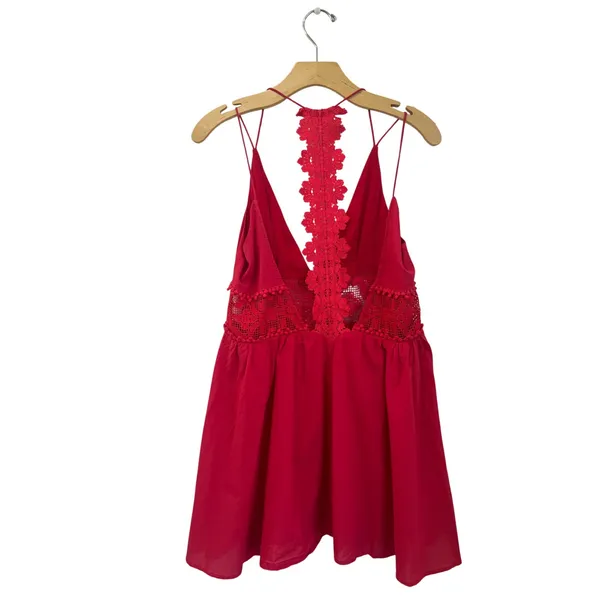 Jetset Diaries Grazie Red Lace Mini Dress XS NWT Backless‎ Scallop Party - Image 4