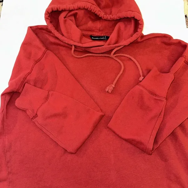 Abercrombie And fitch Slightly‎ Cropped Hoodie Red Medium - Image 2