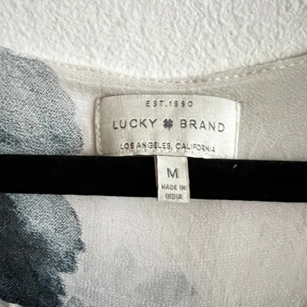 Lucky Brand Peasant Top Sheer Floral Boho Western‎ Hippie Medium - Image 3