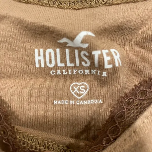 Hollister Austin Texas Lace Trim Tank Top XS Brown Western Y2K Baby Tee - Image 5