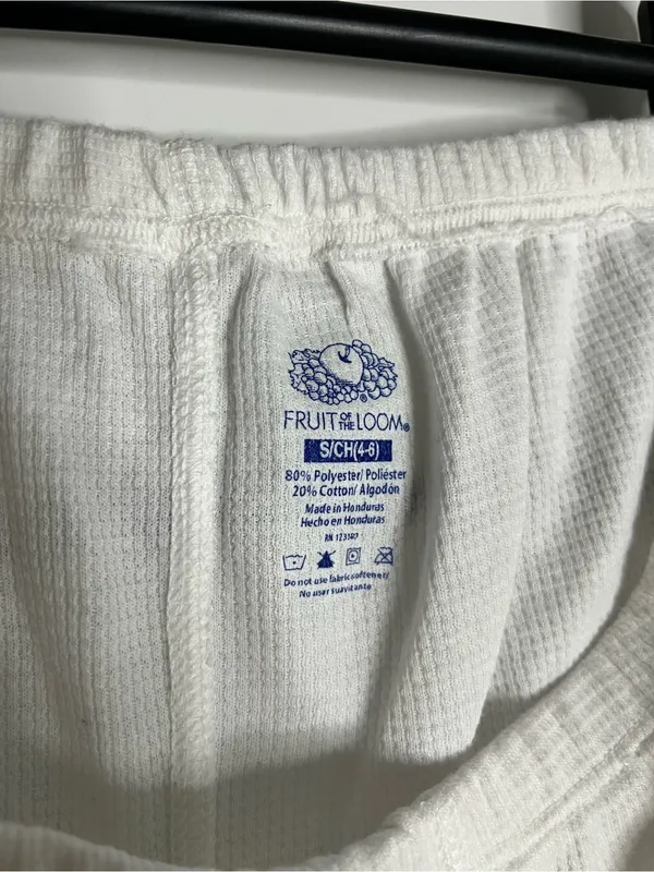 Fruit of the Loom Long John White Cozy Waffle Knit Winter Thermal Pants Sz Small - Image 9
