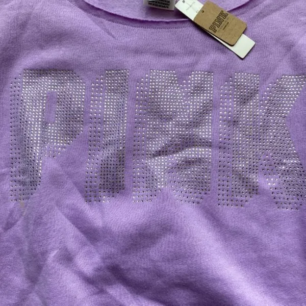 PINK Victoria's Secret Bling Lavender Fleece Cropped Pullover Sz XS NWT - Image 2