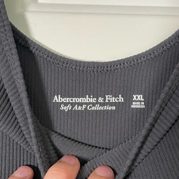 Abercrombie & Fitch Soft A&F Ribbed Bodysuit XXL Gray Charcoal Sleeveless NWT - Image 3