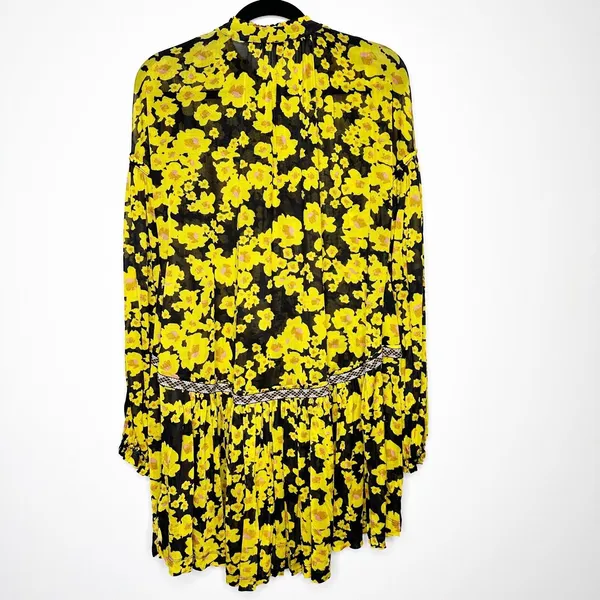 Free People Love Letter Tunic Mini Dress Women's Long Sleeve Yellow Size M - Image 3