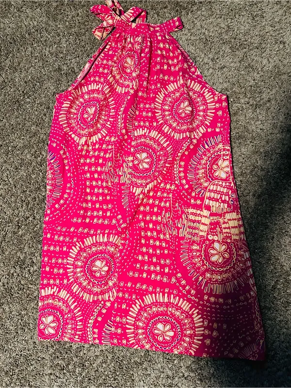 SHEIN Hot Pink Printed Halter sundress or Swim Cover-Up - Image 3