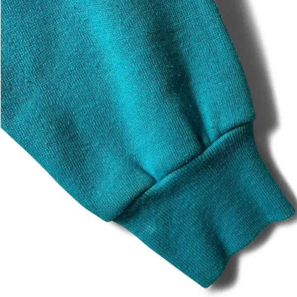 Vintage Tultex Super Sweats Sweatshirt L Teal Floral Applique Made USA 90s - Image 6