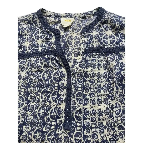 Anthropologie top by Maeve blue & white boho style sz 2 - Image 3