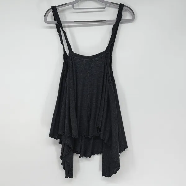 We The Free Free People Medium Gray Button Front Shark Bite Hem‎ Cami Tank - Image 3