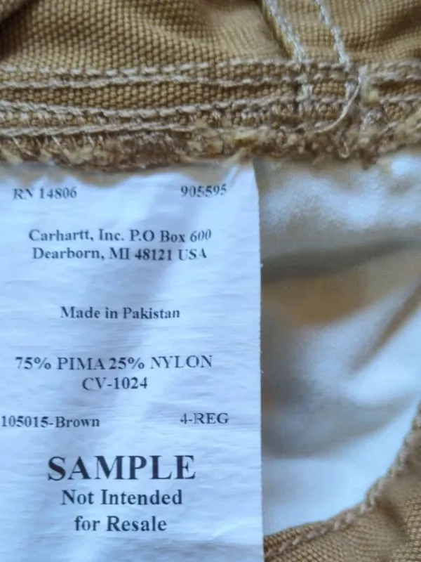 Carhartt SALES SAMPLE Womens Sz 4 Brown Canvas Carpenter Work Pants Pima Nylon - Image 10