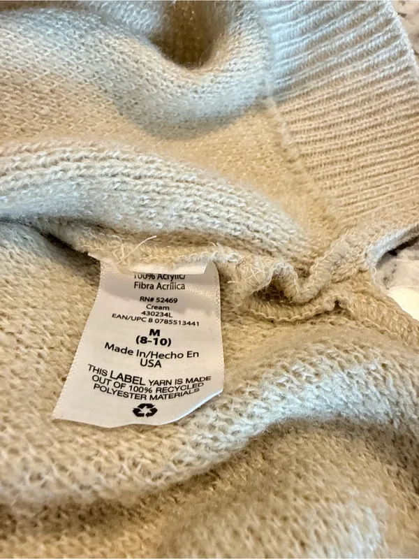 Time and Tru Cream Relaxed Knit Sweater Medium Side Slit - Image 5