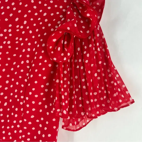 Keepsake Moonshine Dress Red Polka Dot Chiffon Flutter Sleeve Mini Dress Size XS - Image 11