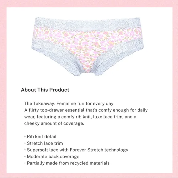 💐VS PINK Cotton Lace Trim Bralette & Cotton Cheeky Panty Petite Lilac Floral M - Image 7