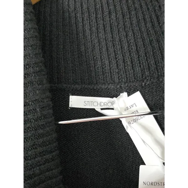 STITCHDROP Heather‎ Black Turtleneck Sweater Dress Kangaroo Pocket Size L NEW - Image 5
