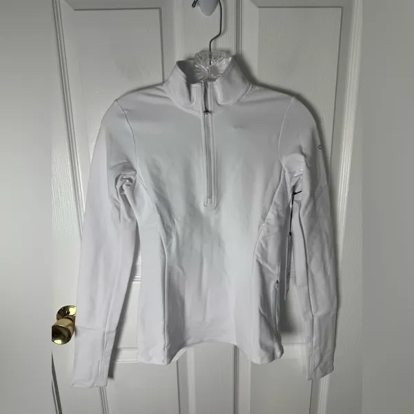 Alo Yoga Alosoft 1/2 Zip Rapid Pullover in White XS - Image 2