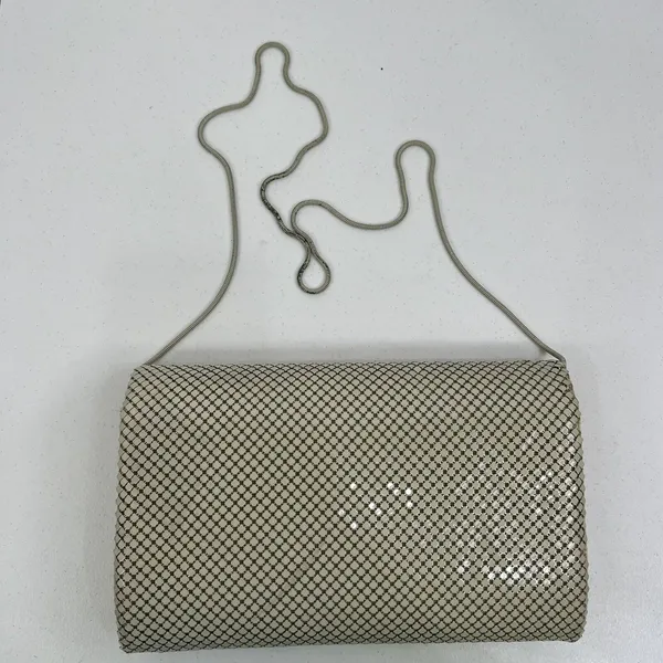 Elka Small Handbag Clutch Cream Metal Mesh Vintage Gold Tone Chain Evening Bag - Image 5
