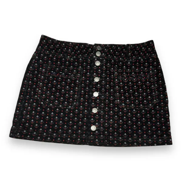 We the Free People Womens Skirt Sz 29 Black‎ Print Joanie Corduroy Mini Buttons - Image 8